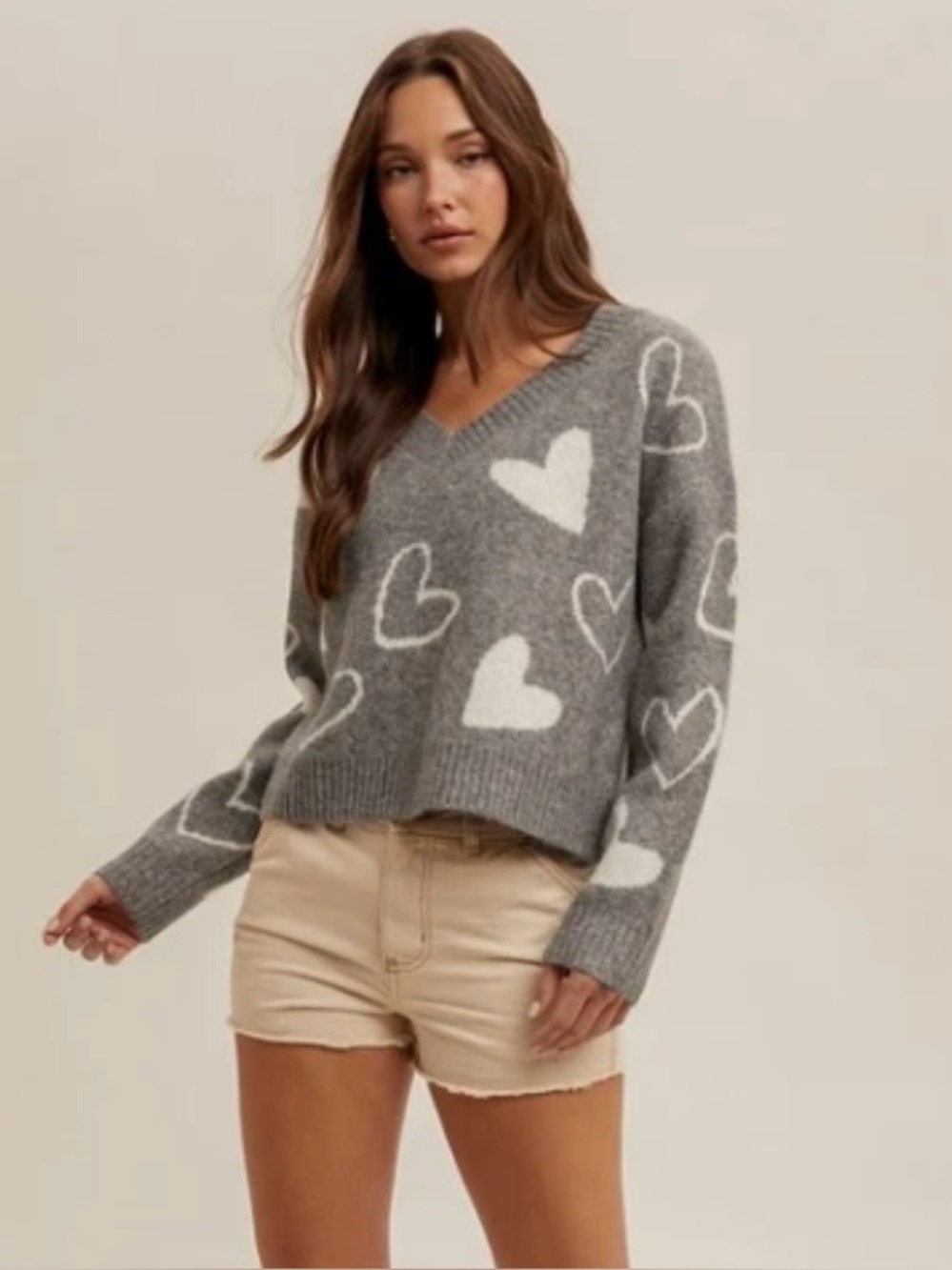 Pink Rose Heart Sweater Size XS